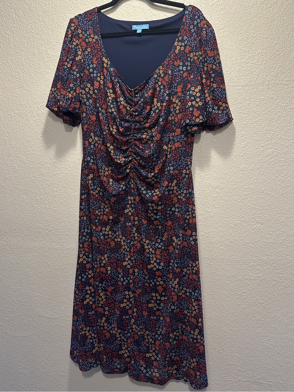 DRAPER JAMES DITSY FLORAL PUFF SLEEVE MIDI DRESS